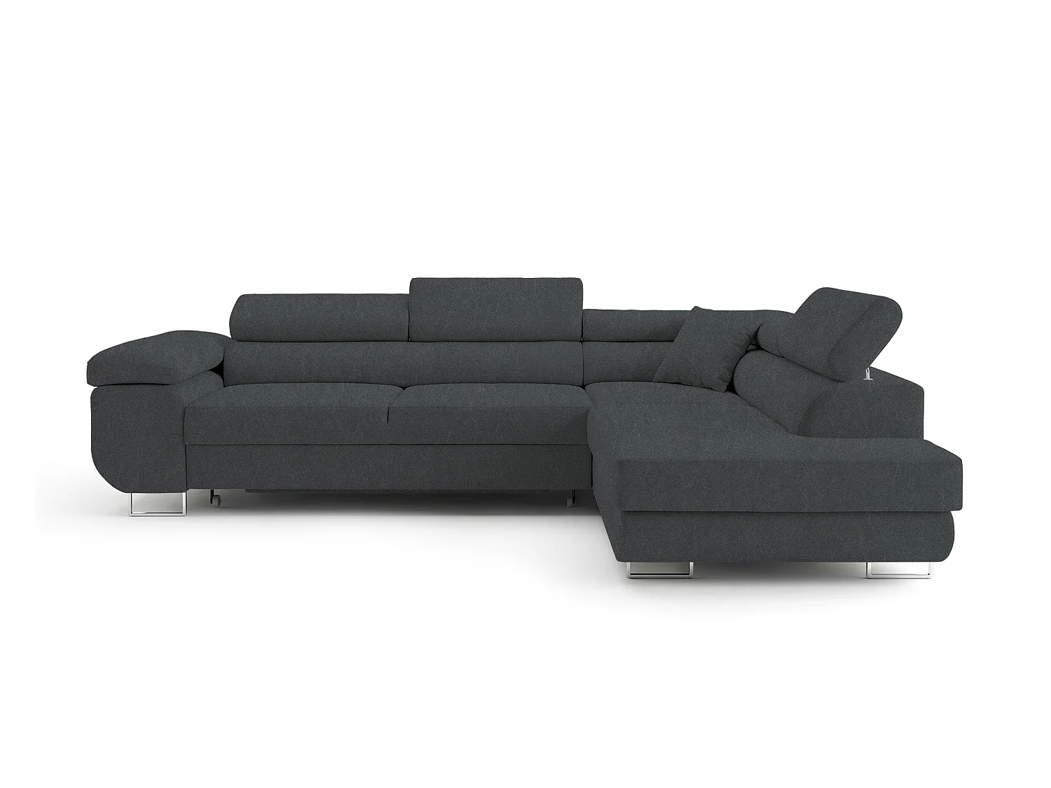 Canapé-lit Comfortino Furniture PASTI L-Form avec Rangement Tissu Velours Bleu Ardoise Style Moderne