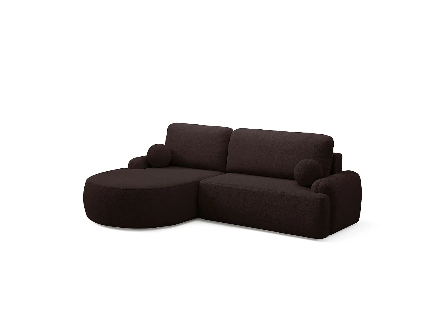 Canapé-Lit Comfortino Furniture Miki en Forme de L avec Rangement Marron Foncé Angle Gauche