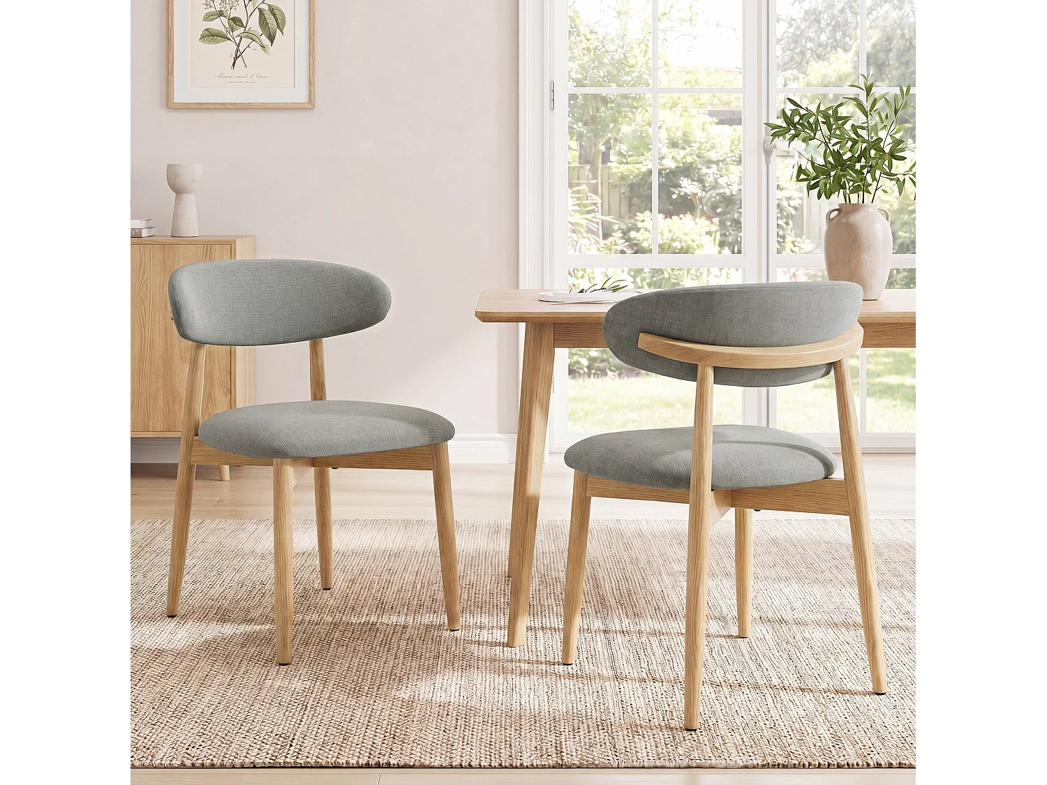 Lot de 2 chaises de salle à manger en bois massif, robustes et élégantes, pieds en bois naturel, vert