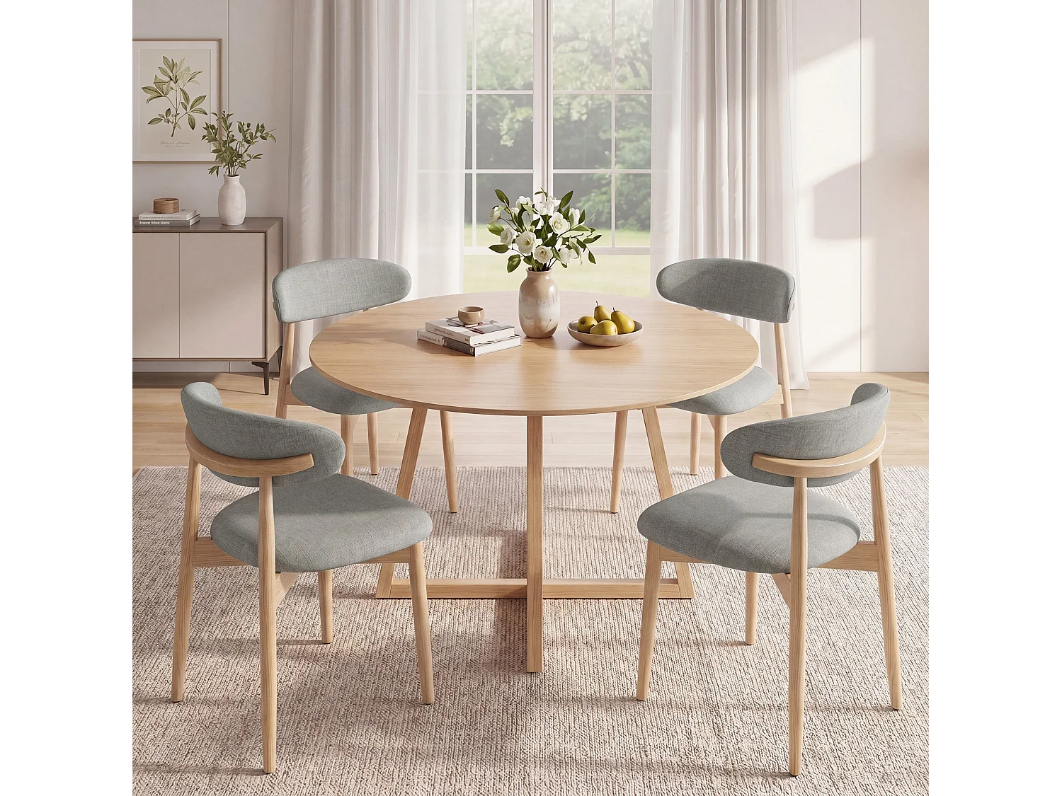 Lot de 2 chaises de salle à manger en bois massif, robustes et élégantes, pieds en bois naturel, vert