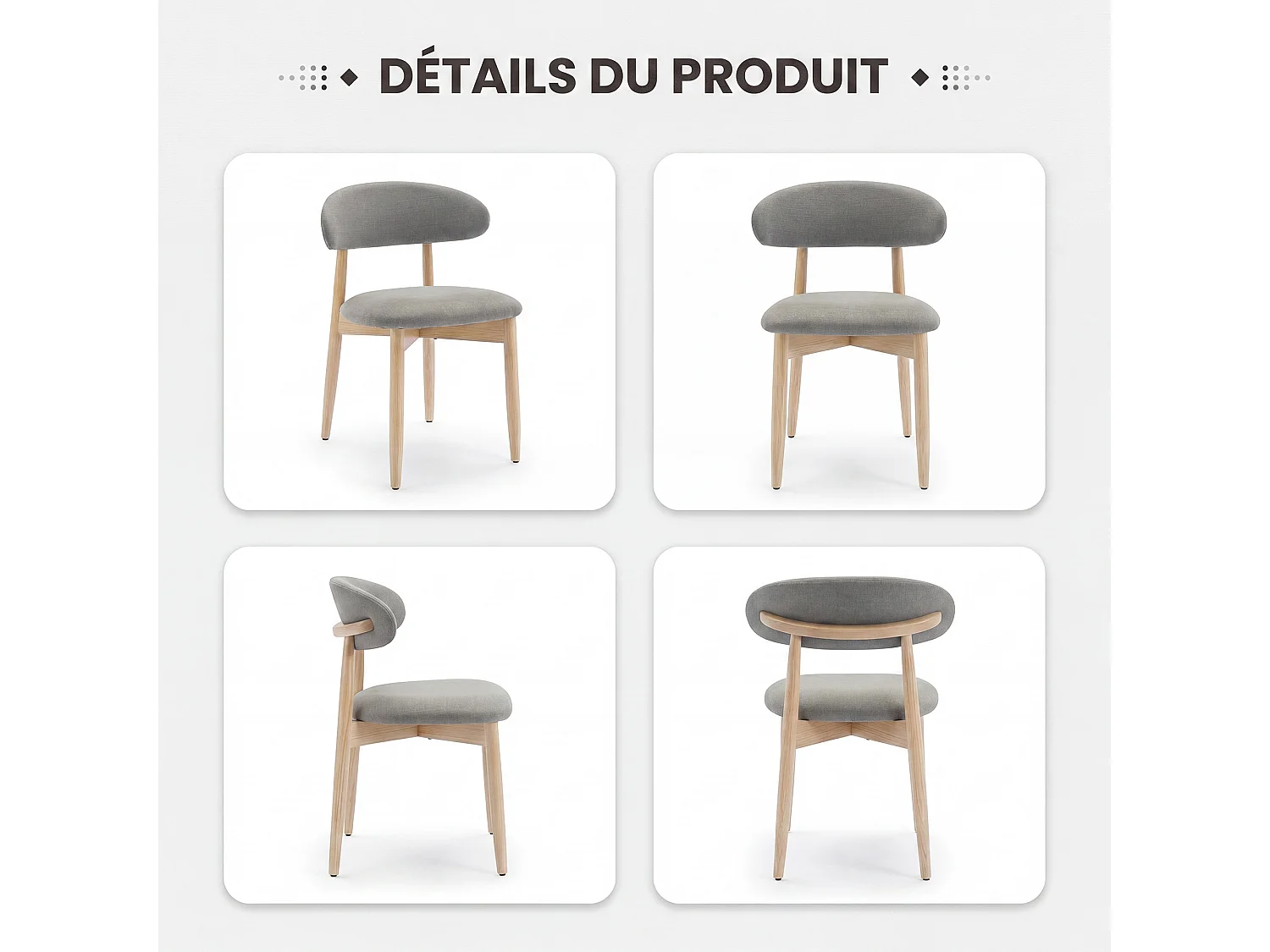 Lot de 2 chaises de salle à manger en bois massif, robustes et élégantes, pieds en bois naturel, vert