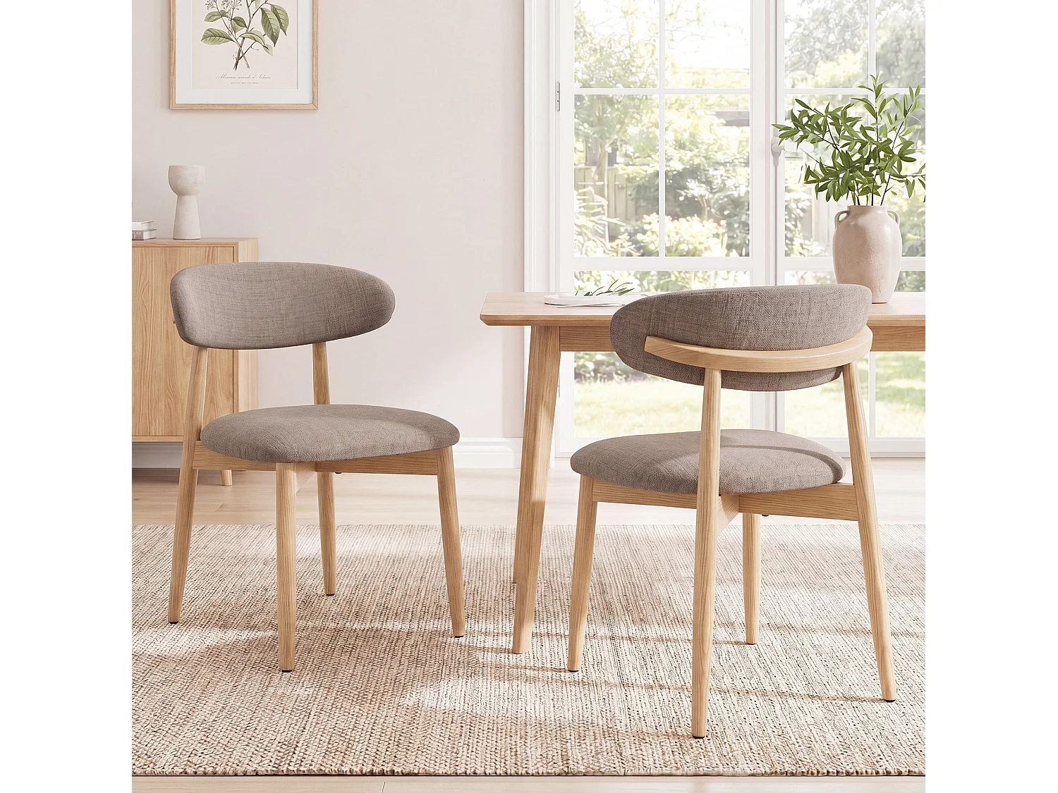 Lot de 2 chaises de salle à manger en bois massif, robustes et élégantes, pieds en bois naturel, marron