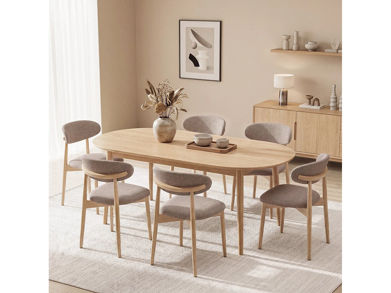 2er-Set Esszimmerstühle aus Massivholz, robust und elegant, Beine aus Naturholz, Braun
