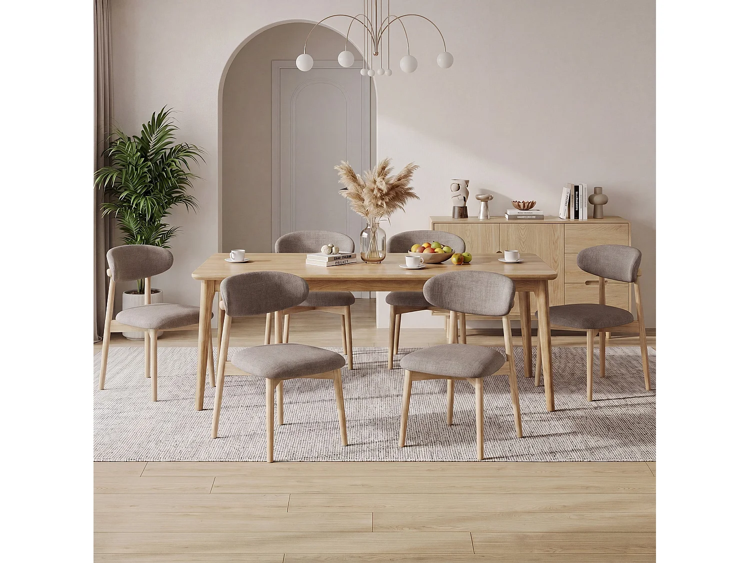 2er-Set Esszimmerstühle aus Massivholz, robust und elegant, Beine aus Naturholz, Braun