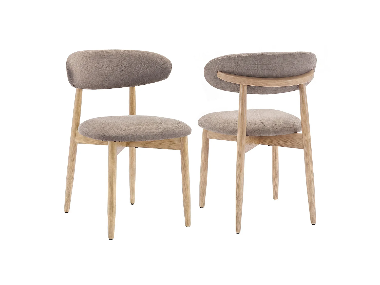 2er-Set Esszimmerstühle aus Massivholz, robust und elegant, Beine aus Naturholz, Braun