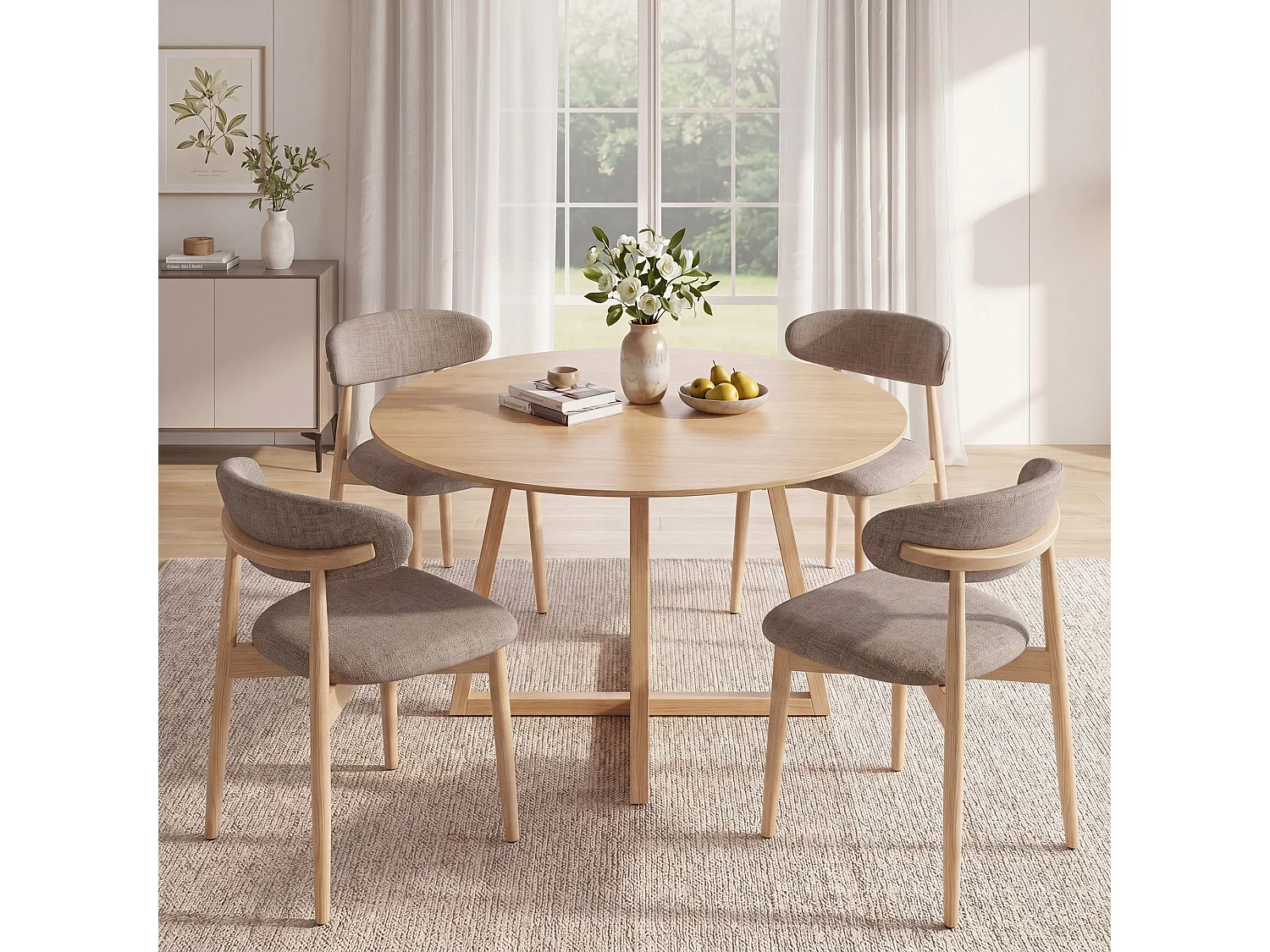 Lot de 2 chaises de salle à manger en bois massif, robustes et élégantes, pieds en bois naturel, marron