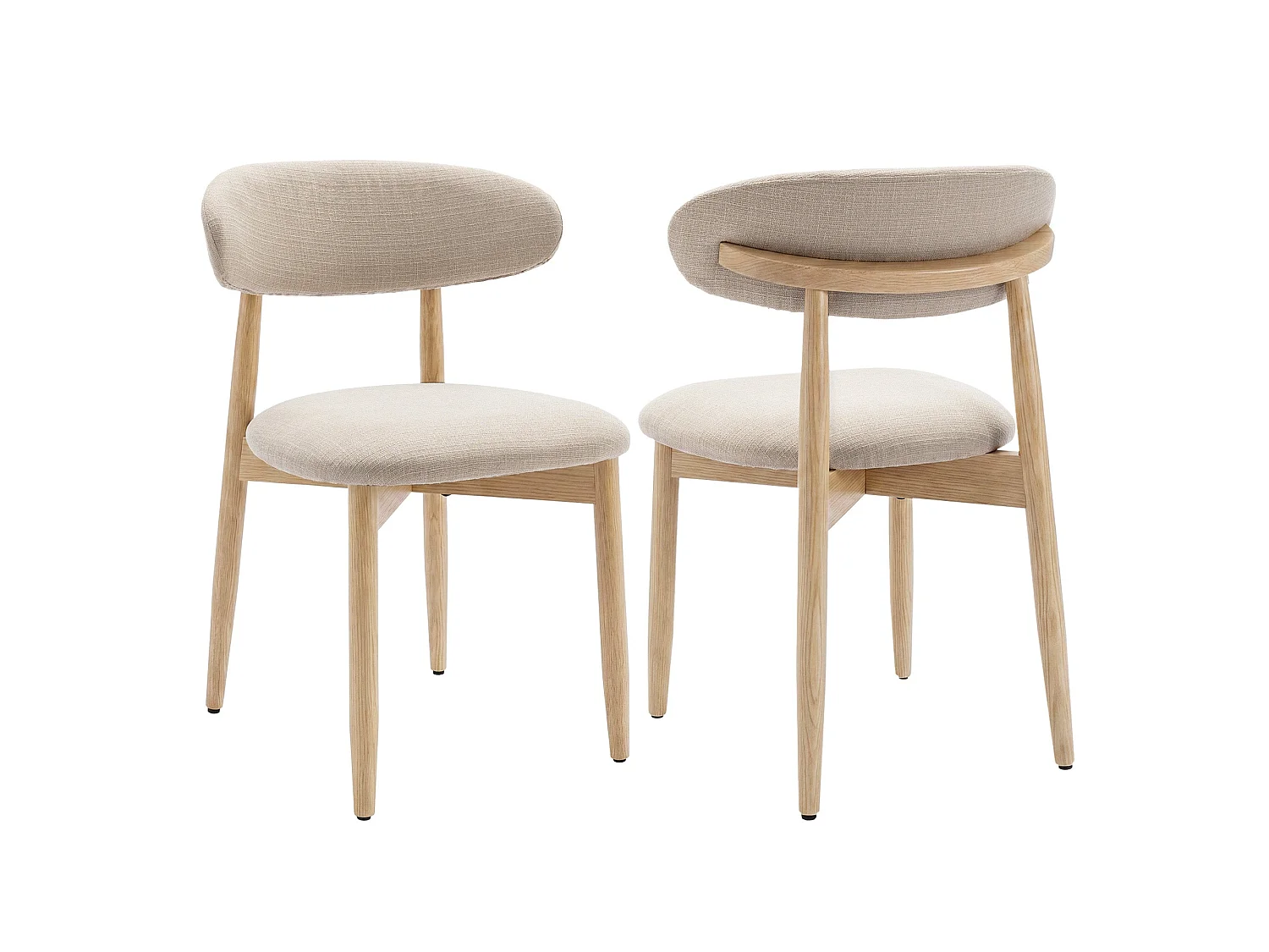 Set di 2 sedie da pranzo in legno massello, robuste ed eleganti, gambe in legno naturale, beige