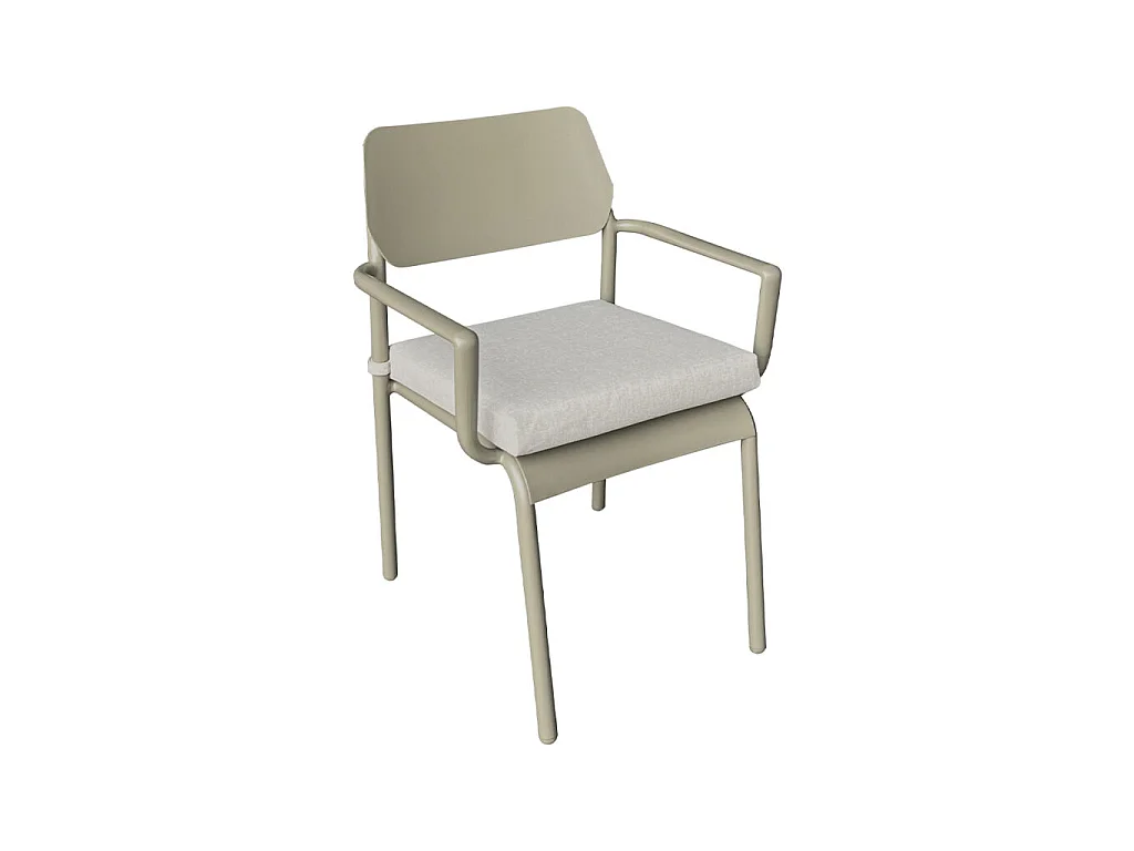 Fauteuil de jardin en aluminium Kaki clair avec coussin Beige chiné HAVANA