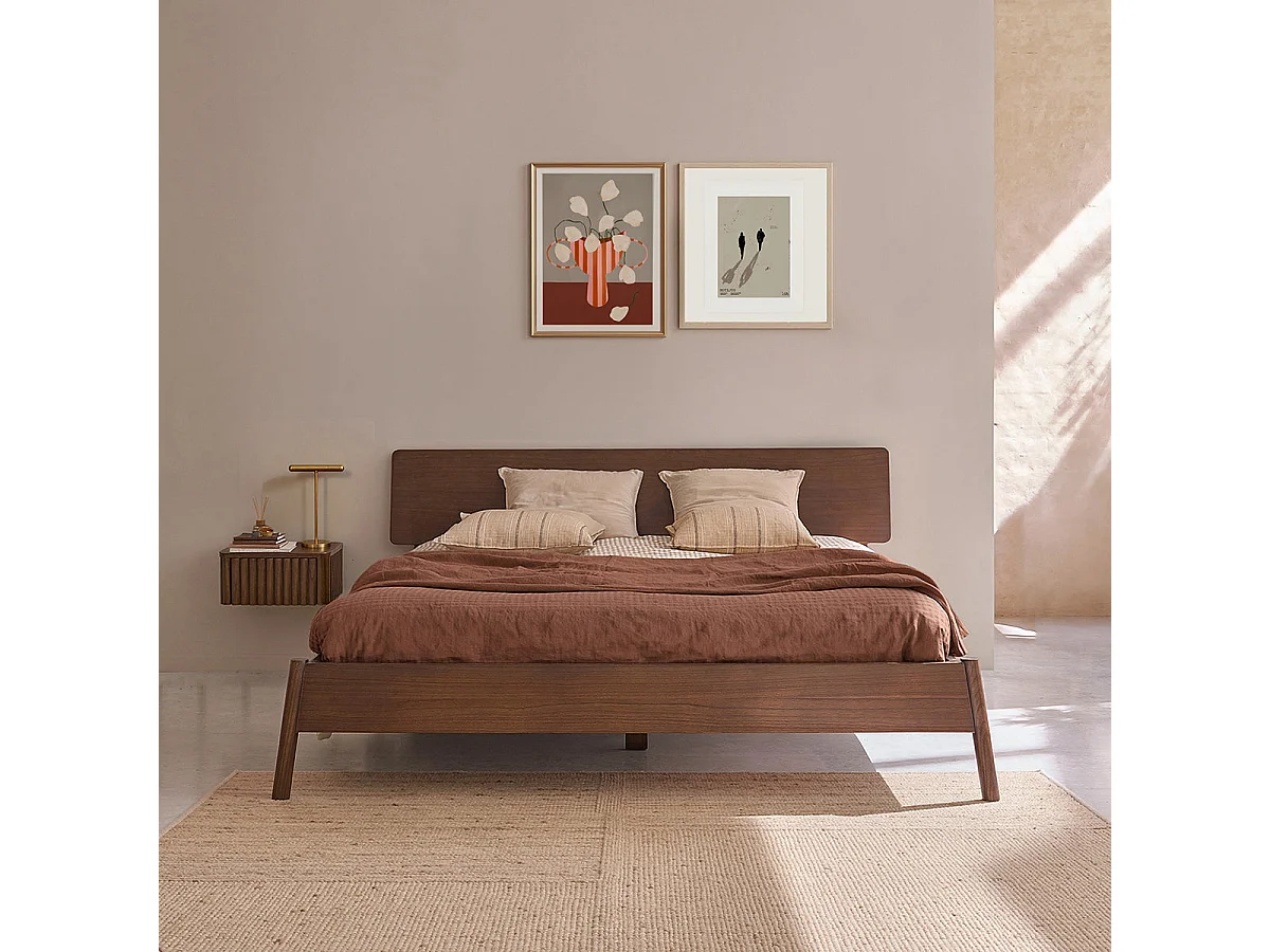 Lit en bois de mindi 160 cm avec sommier