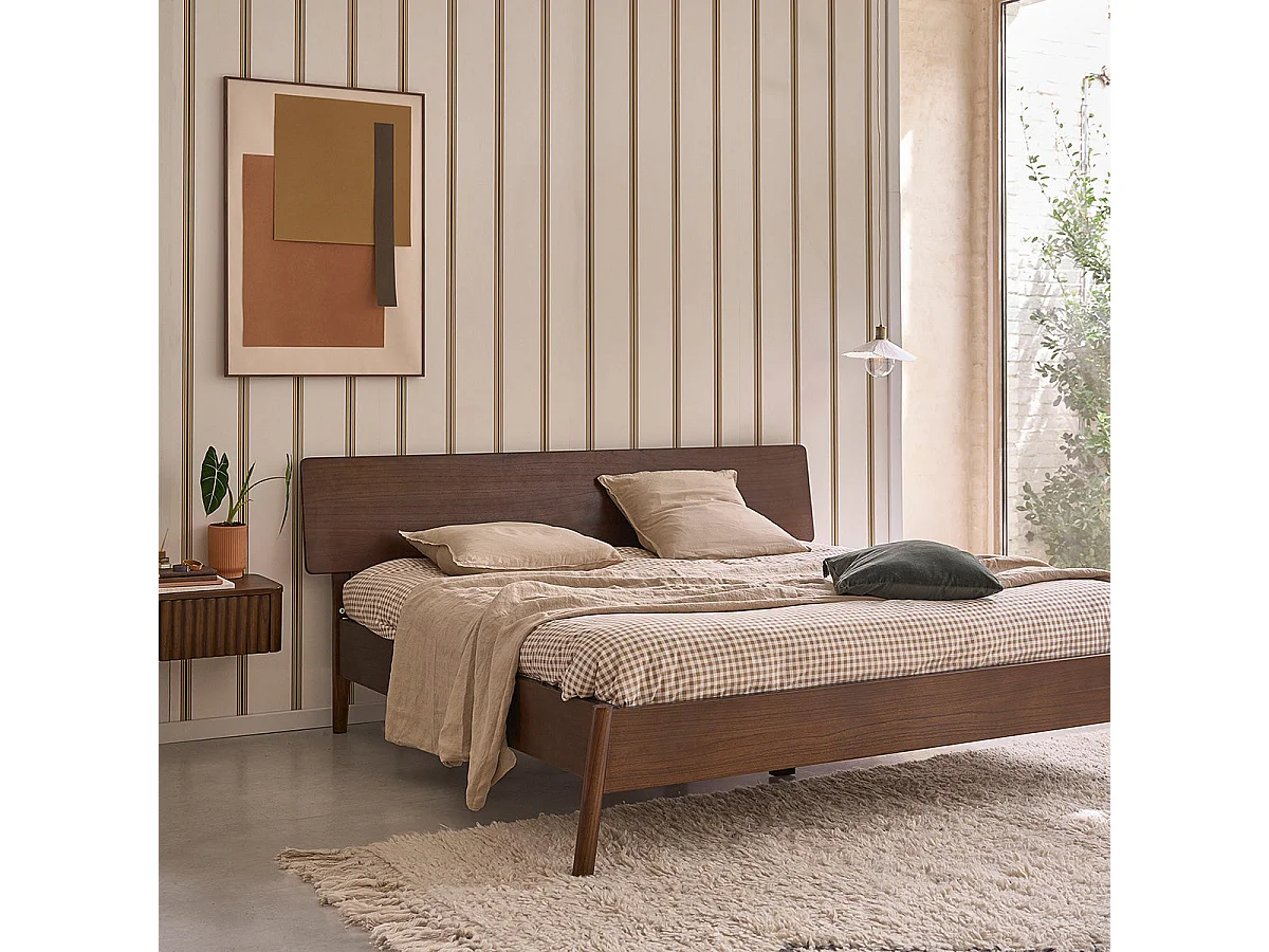 Lit en bois de mindi 160 cm avec sommier