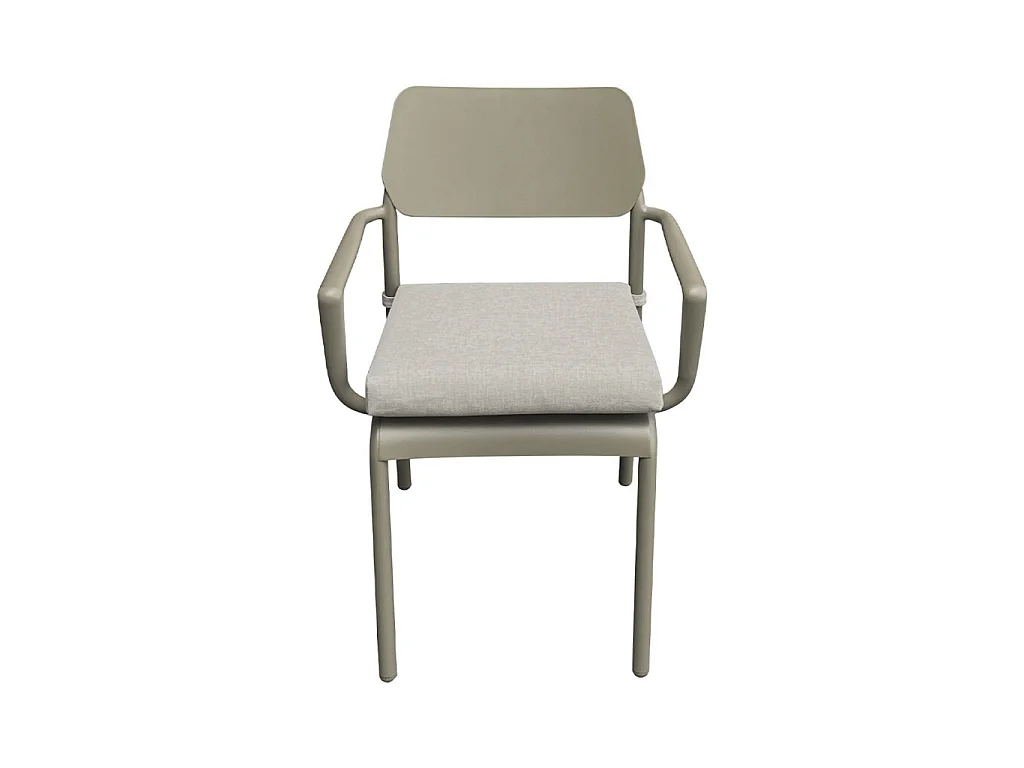 Ensemble de jardin extensible 6/10p en aluminium Kaki clair 8 fauteuils et coussin Beige chiné HAVANA