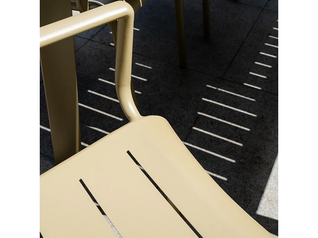 Ensemble de jardin extensible 6/10p en aluminium Kaki clair 8 fauteuils et coussin Beige chiné HAVANA