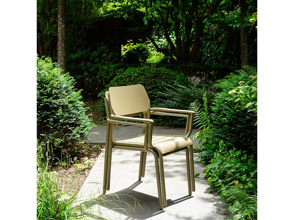 Lot de 2 fauteuils de jardin en aluminium Kaki clair avec coussins Beige chiné HAVANA