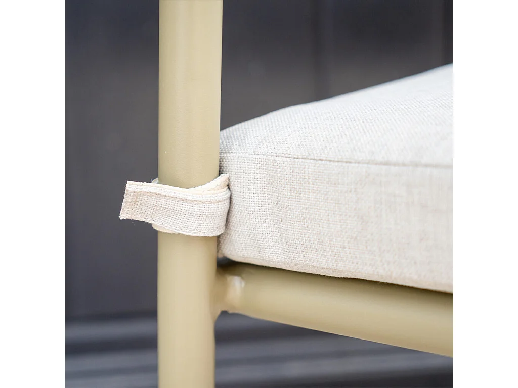 Lot de 2 fauteuils de jardin en aluminium Kaki clair avec coussins Beige chiné HAVANA