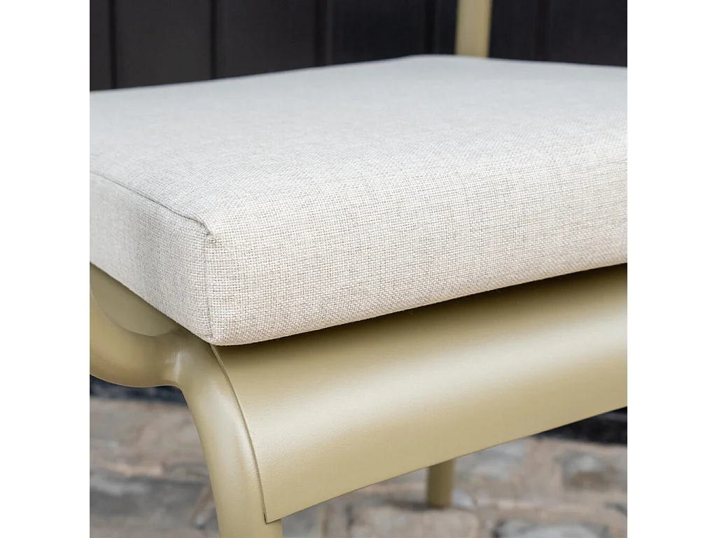 Lot de 2 fauteuils de jardin en aluminium Kaki clair avec coussins Beige chiné HAVANA