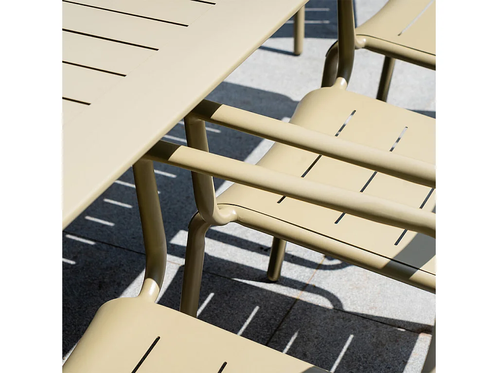 Lot de 2 fauteuils de jardin en aluminium Kaki clair avec coussins Beige chiné HAVANA