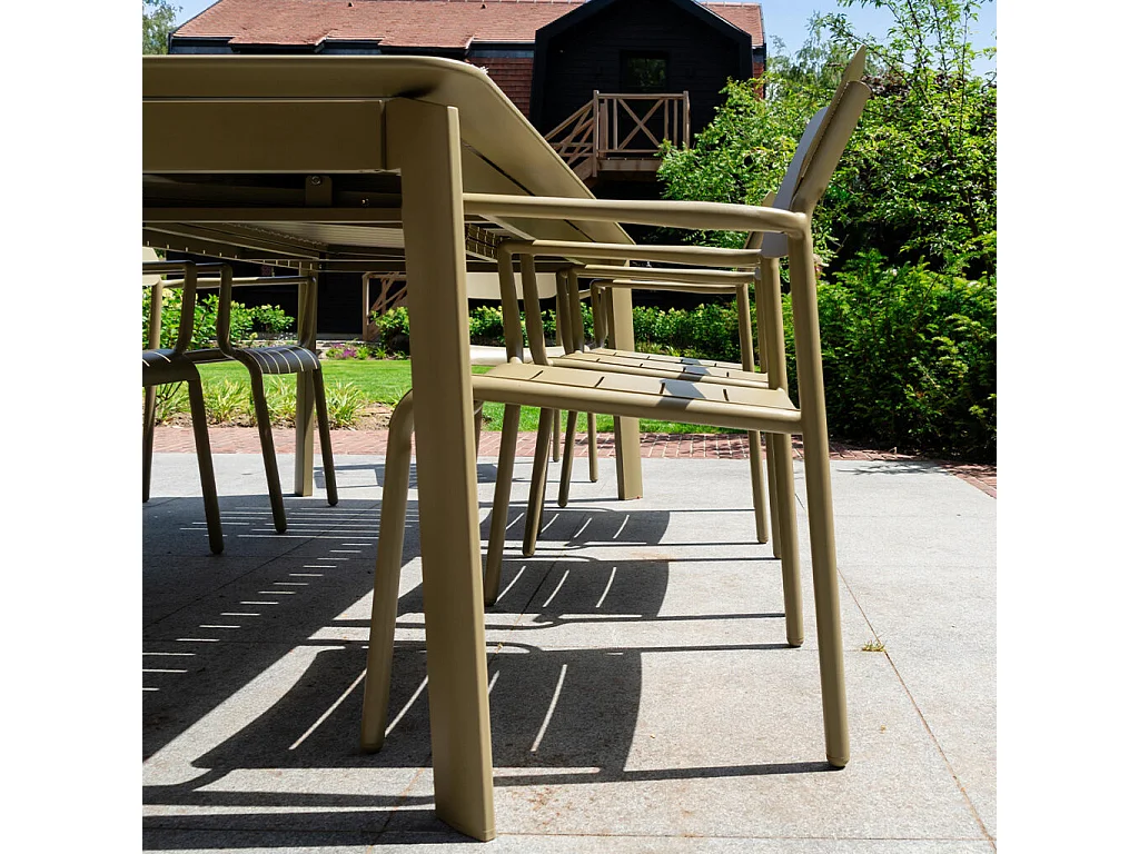 Lot de 2 fauteuils de jardin en aluminium Kaki clair avec coussins Beige chiné HAVANA