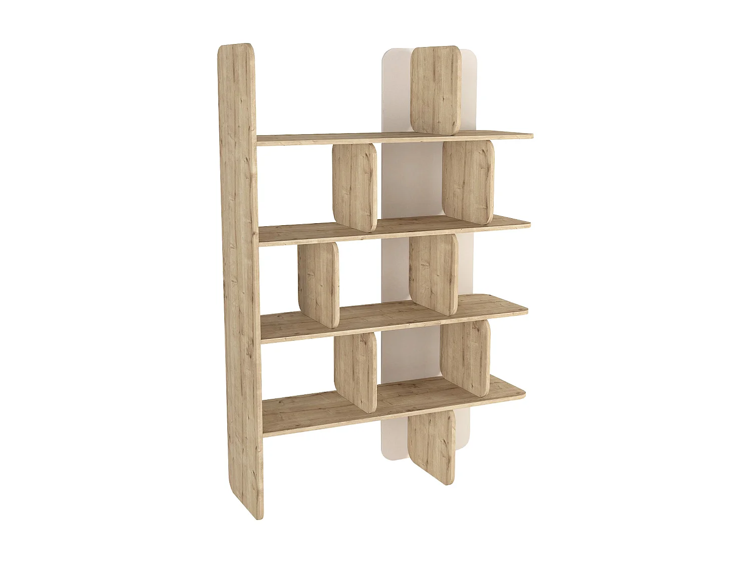 Etagère murale avec 4 tablettes - Naturel clair et Beige - MINALVA