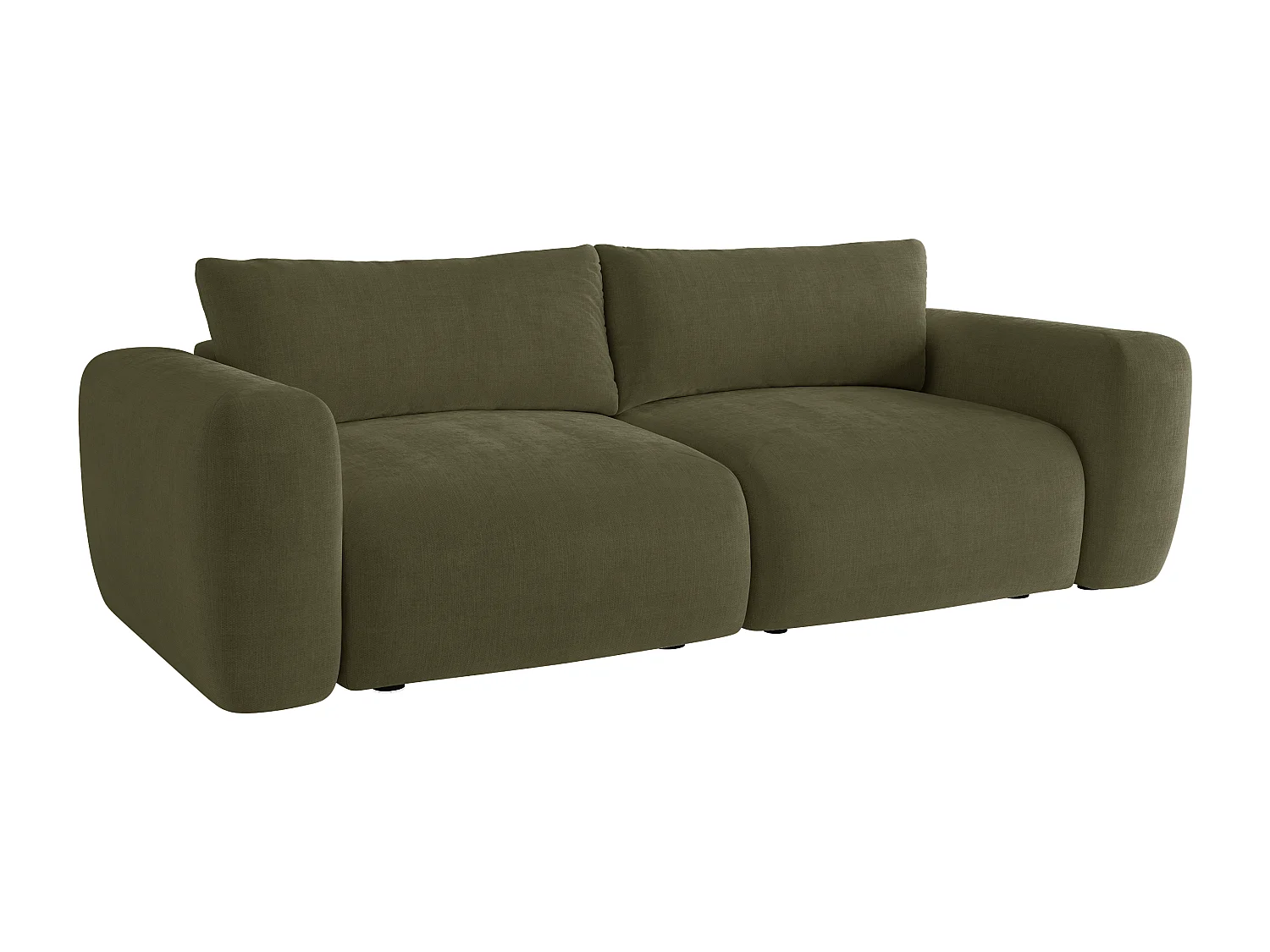 Canapé 3 places en tissu vert kaki POLIRIA