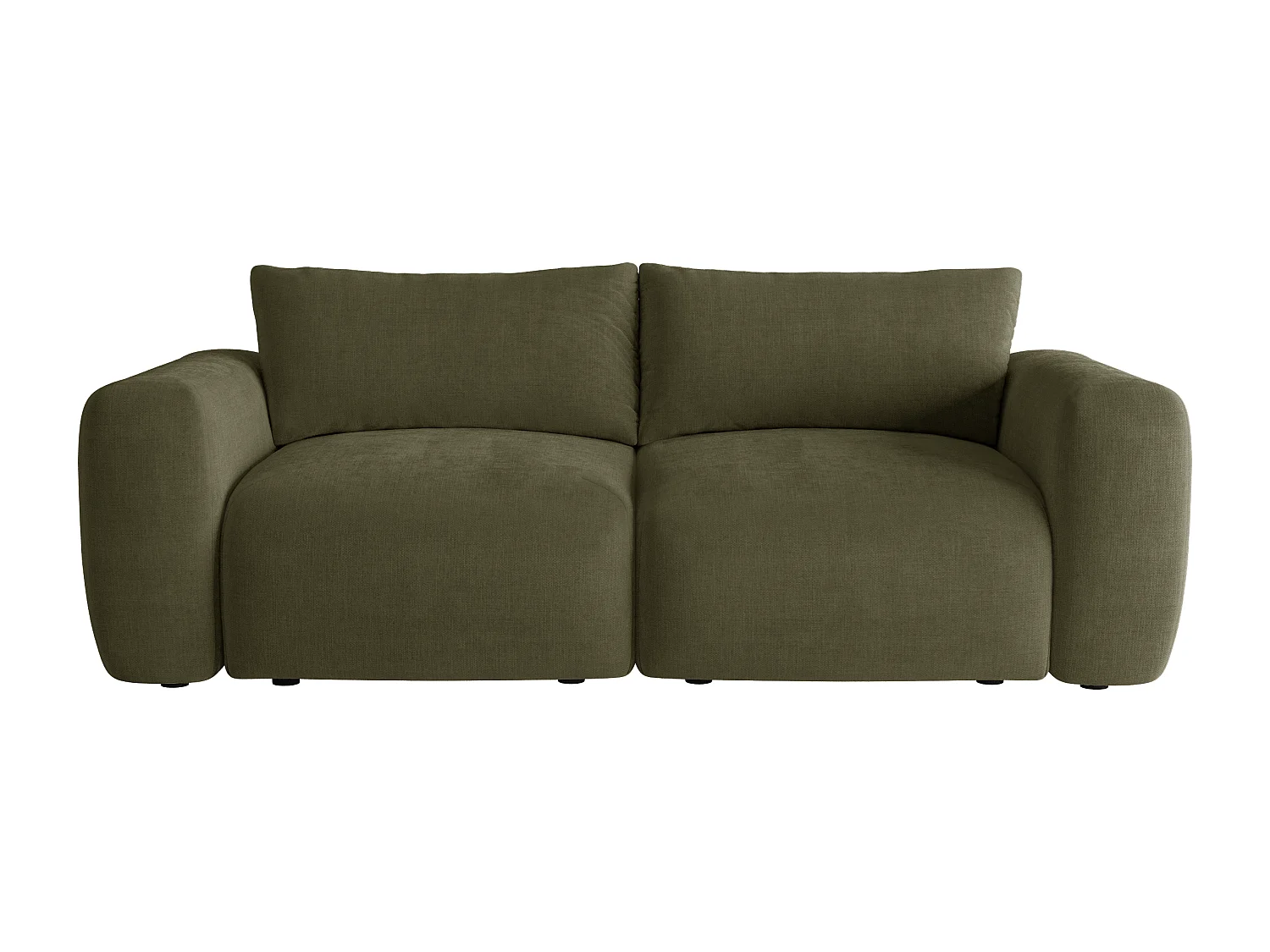 Canapé 2 places en tissu vert kaki POLIRIA