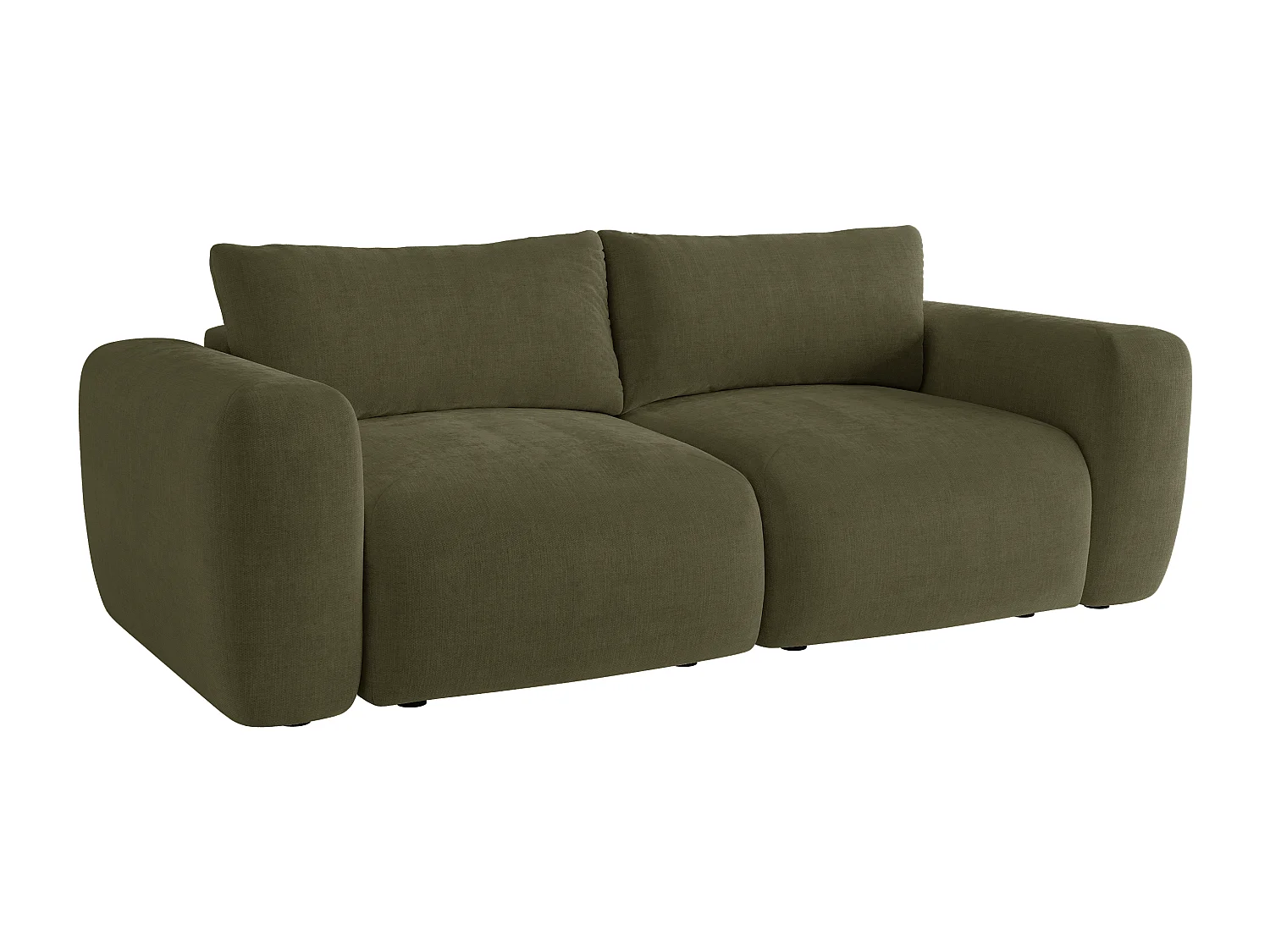 Canapé 2 places en tissu vert kaki POLIRIA