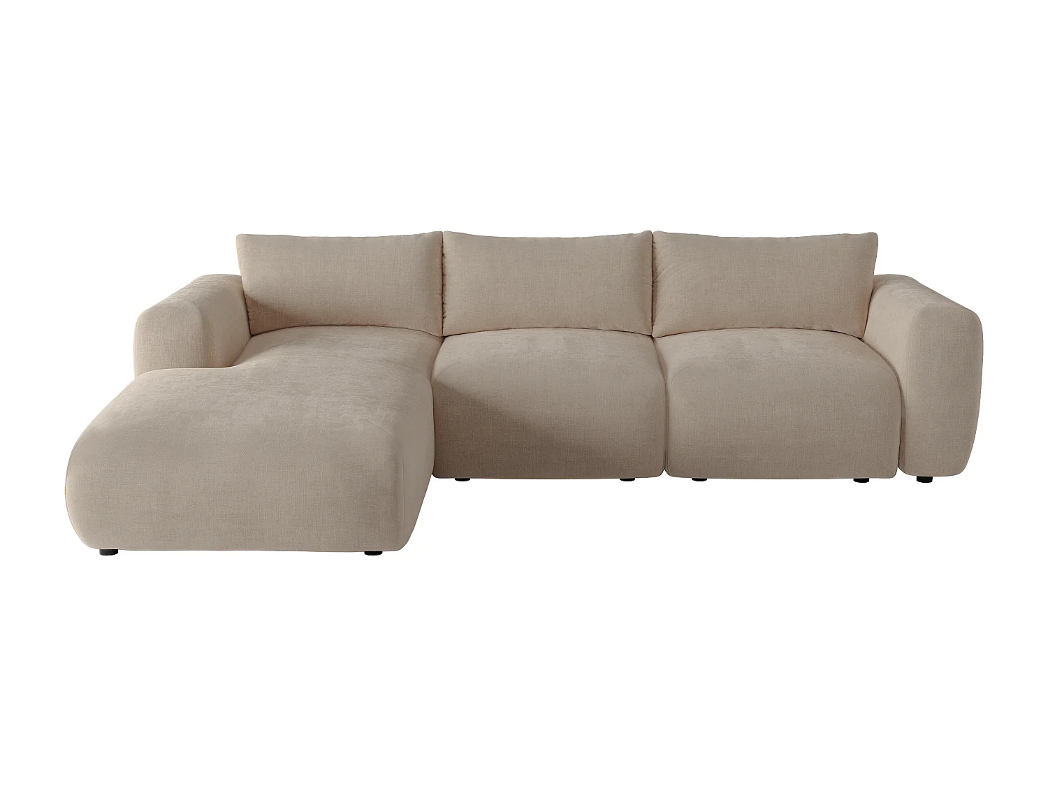 Ecksofa links aus Stoff in Beige POLIRIA