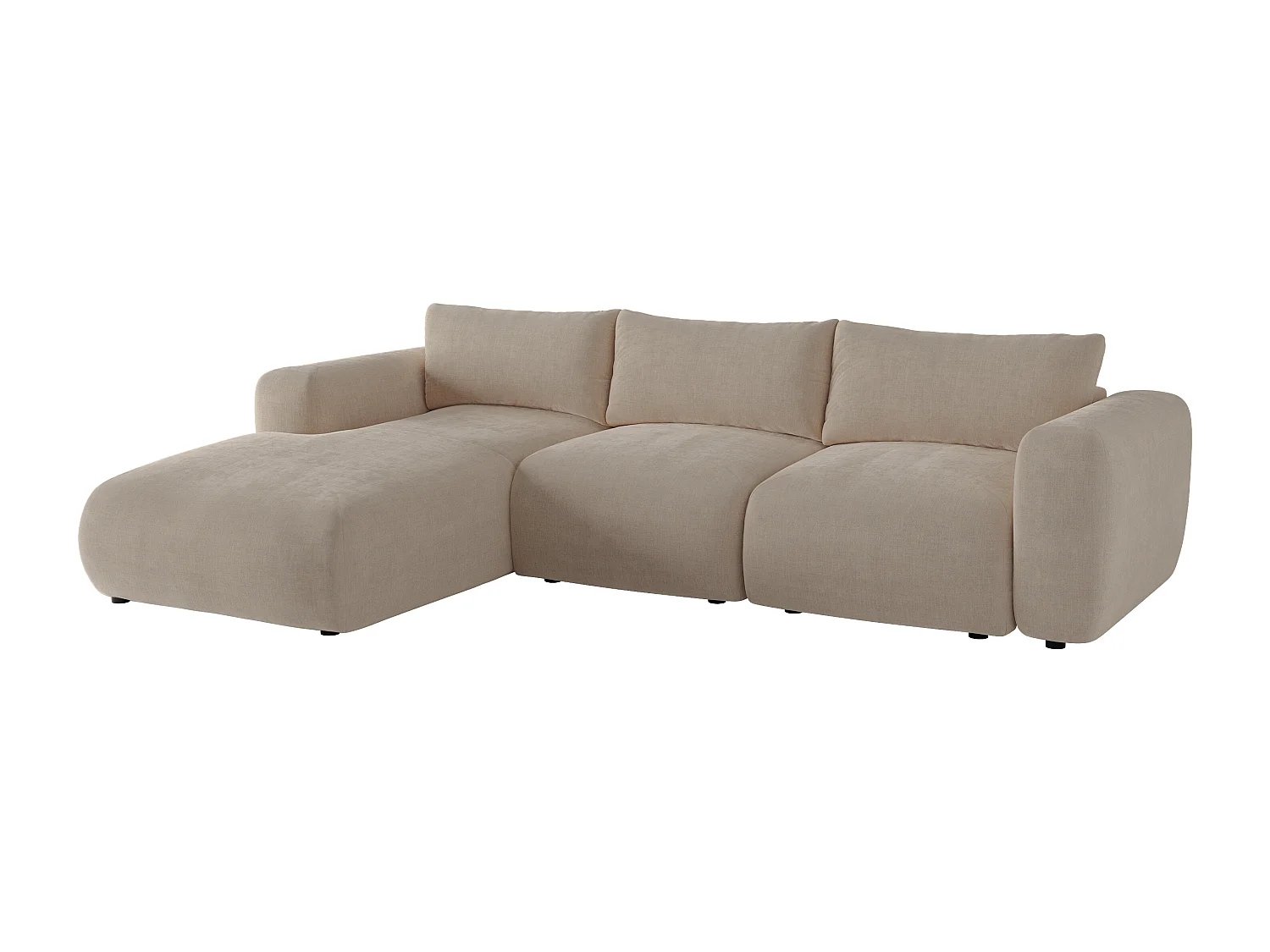 Ecksofa links aus Stoff in Beige POLIRIA
