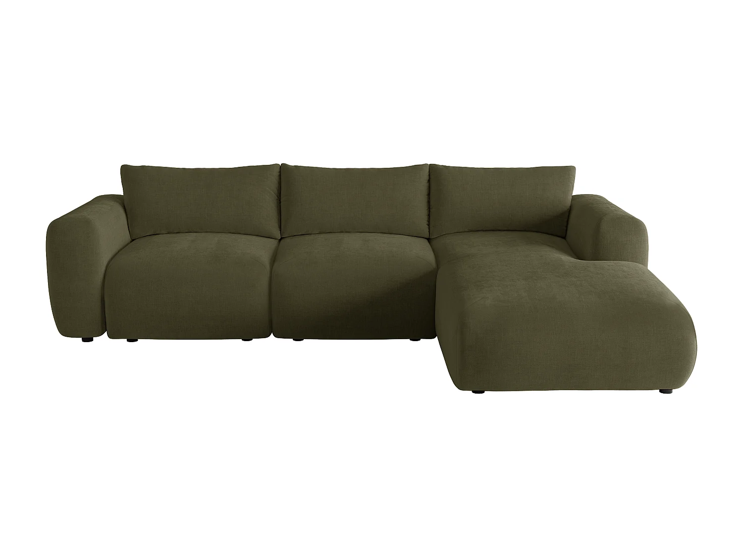 Right-angle sofa in khaki fabric POLIRIA