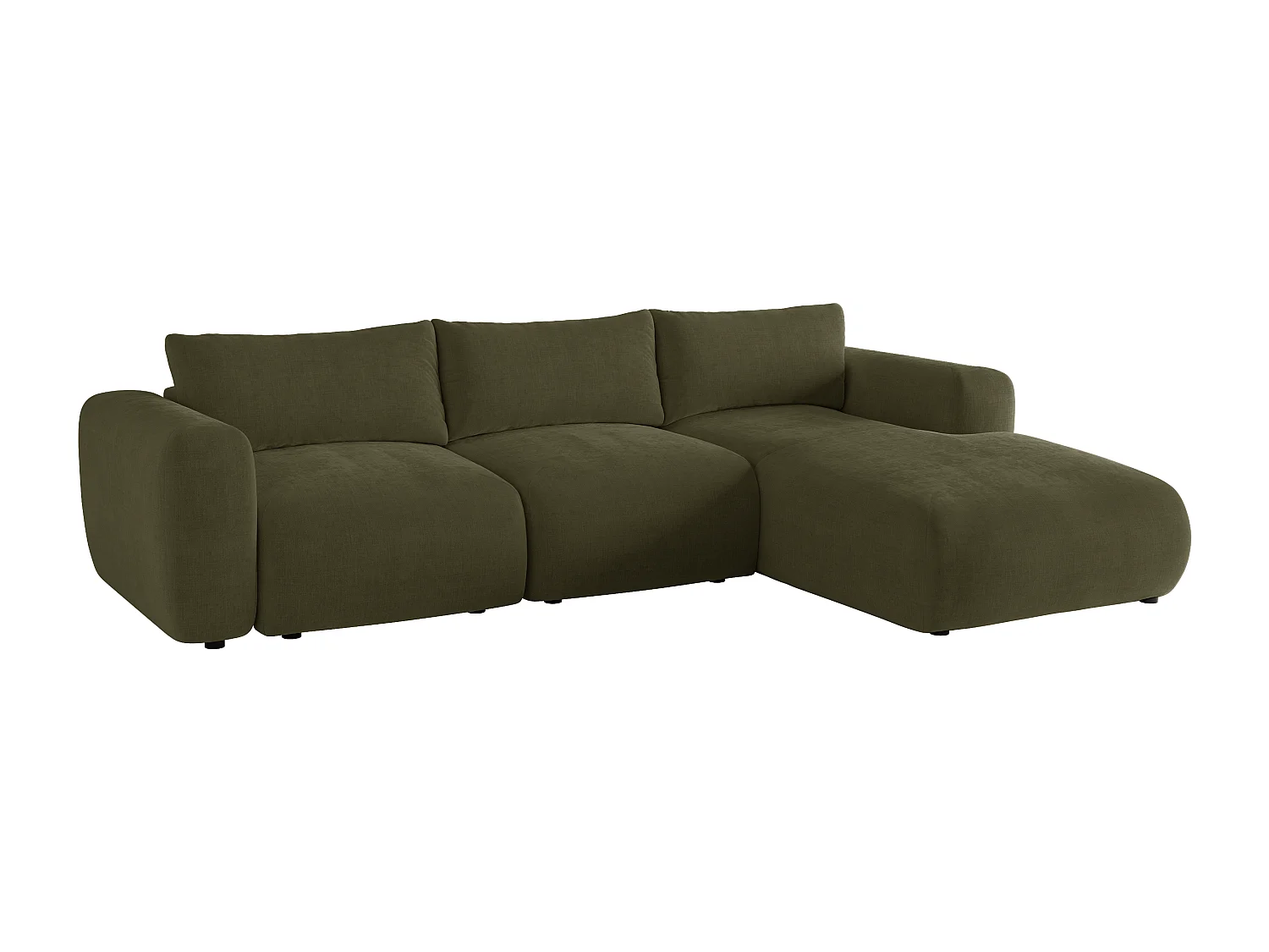 Right-angle sofa in khaki fabric POLIRIA
