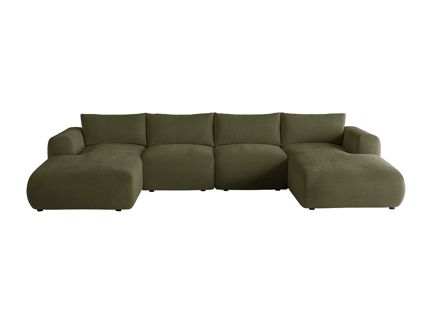 Canapé d'angle panoramique en tissu vert kaki POLIRIA
