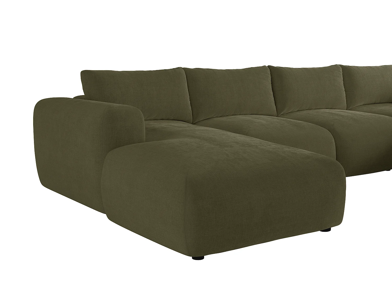 Canapé d'angle panoramique en tissu vert kaki POLIRIA