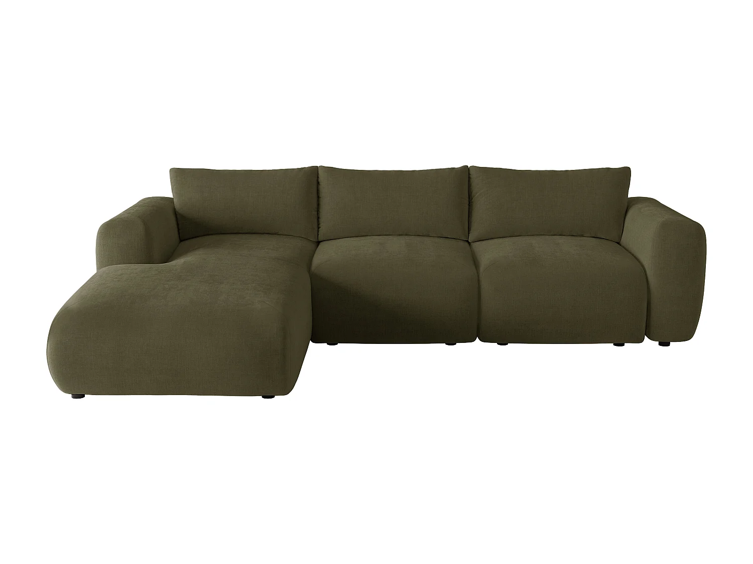 Canapé d'angle gauche en tissu vert kaki POLIRIA