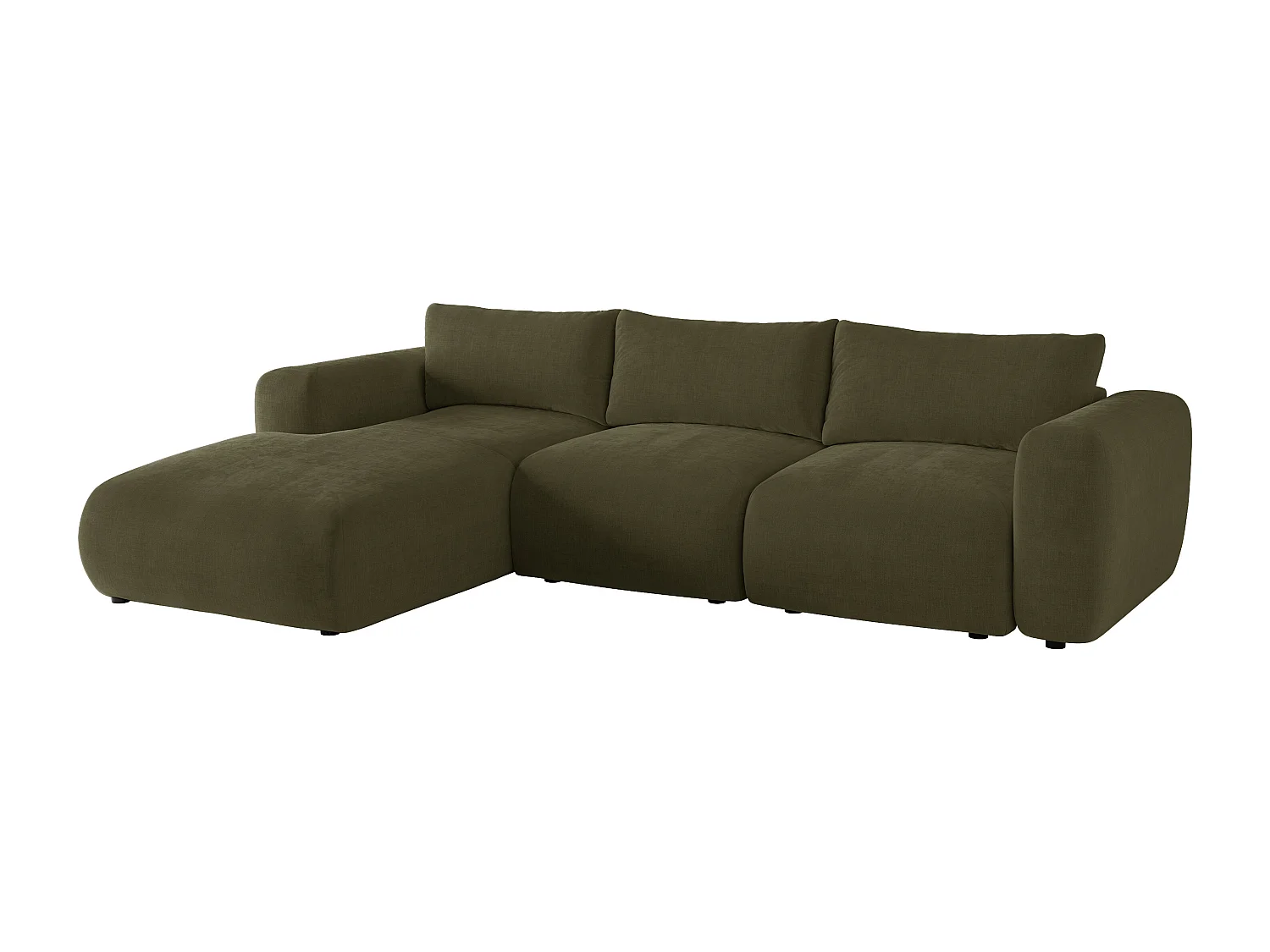 Canapé d'angle gauche en tissu vert kaki POLIRIA
