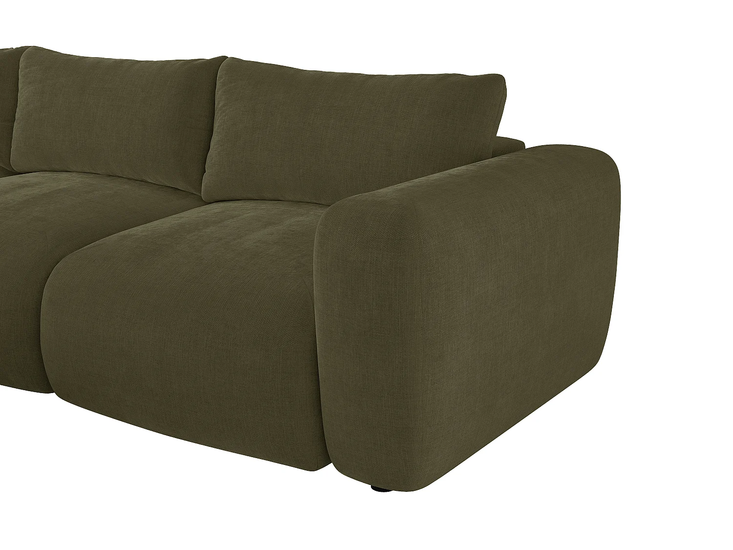Canapé d'angle gauche en tissu vert kaki POLIRIA