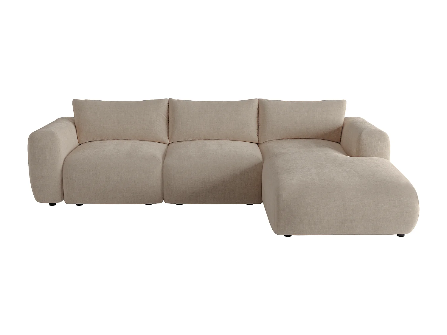 Canapé d'angle droit en tissu beige POLIRIA