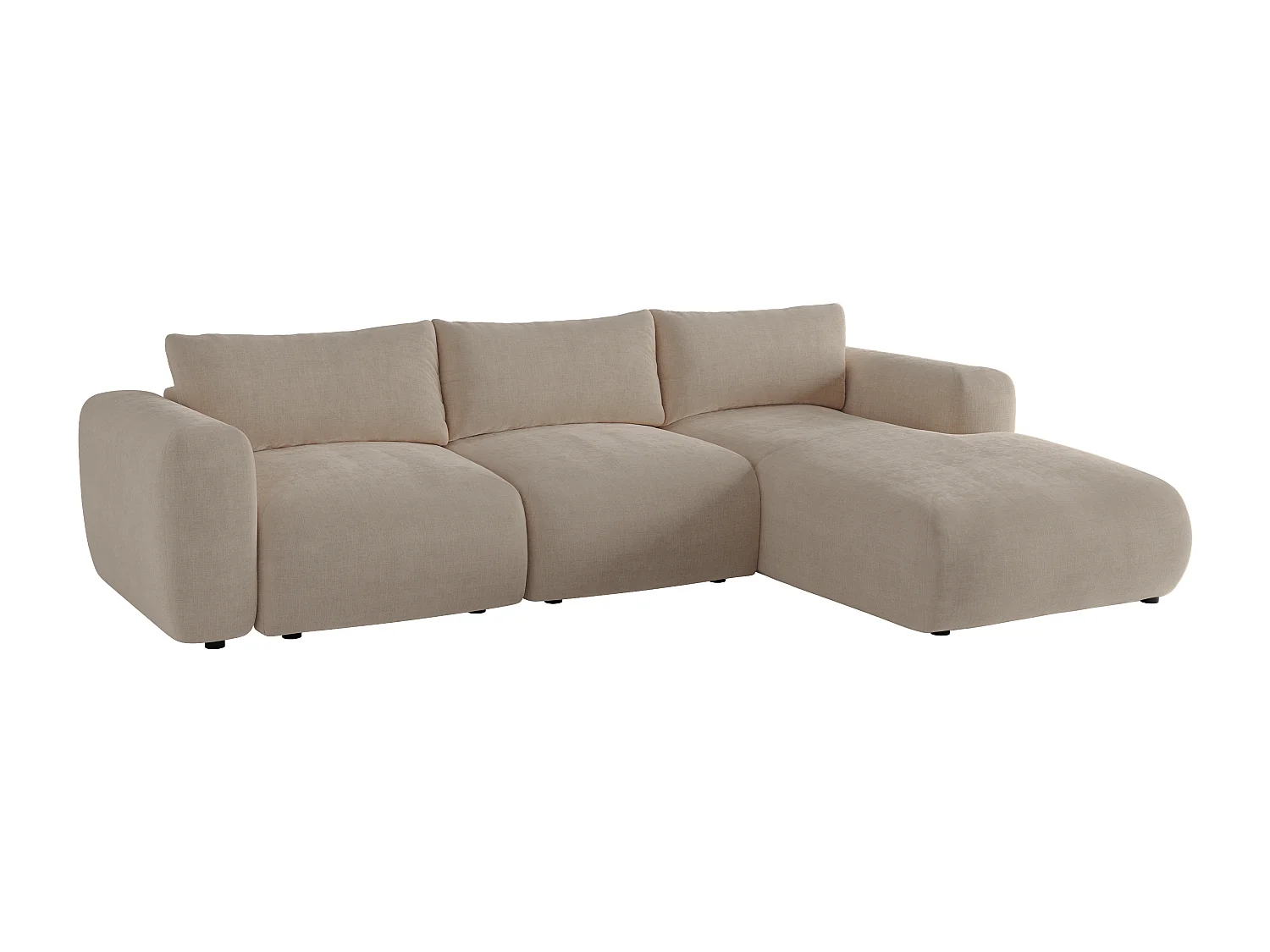 Canapé d'angle droit en tissu beige POLIRIA