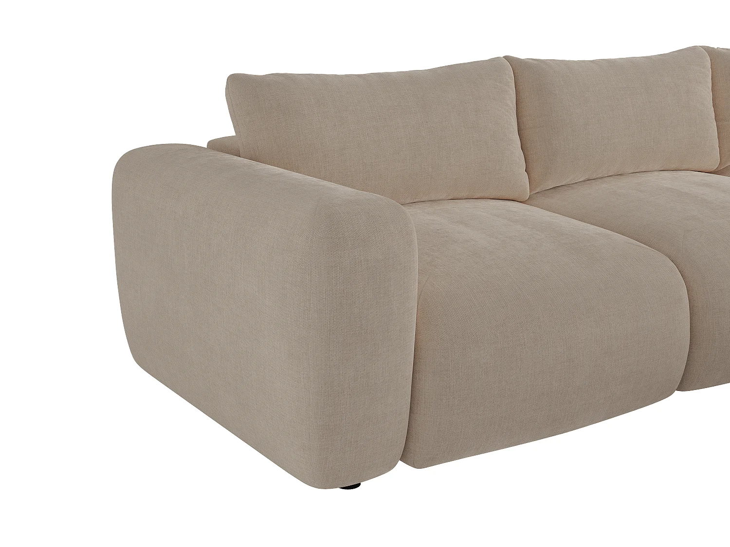 Canapé d'angle droit en tissu beige POLIRIA