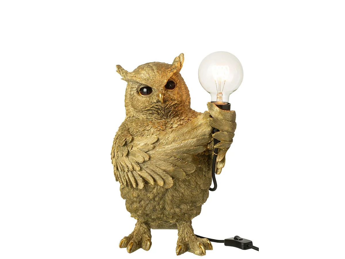 Lampe à Poser en Résine "Hibou" 37cm Doré