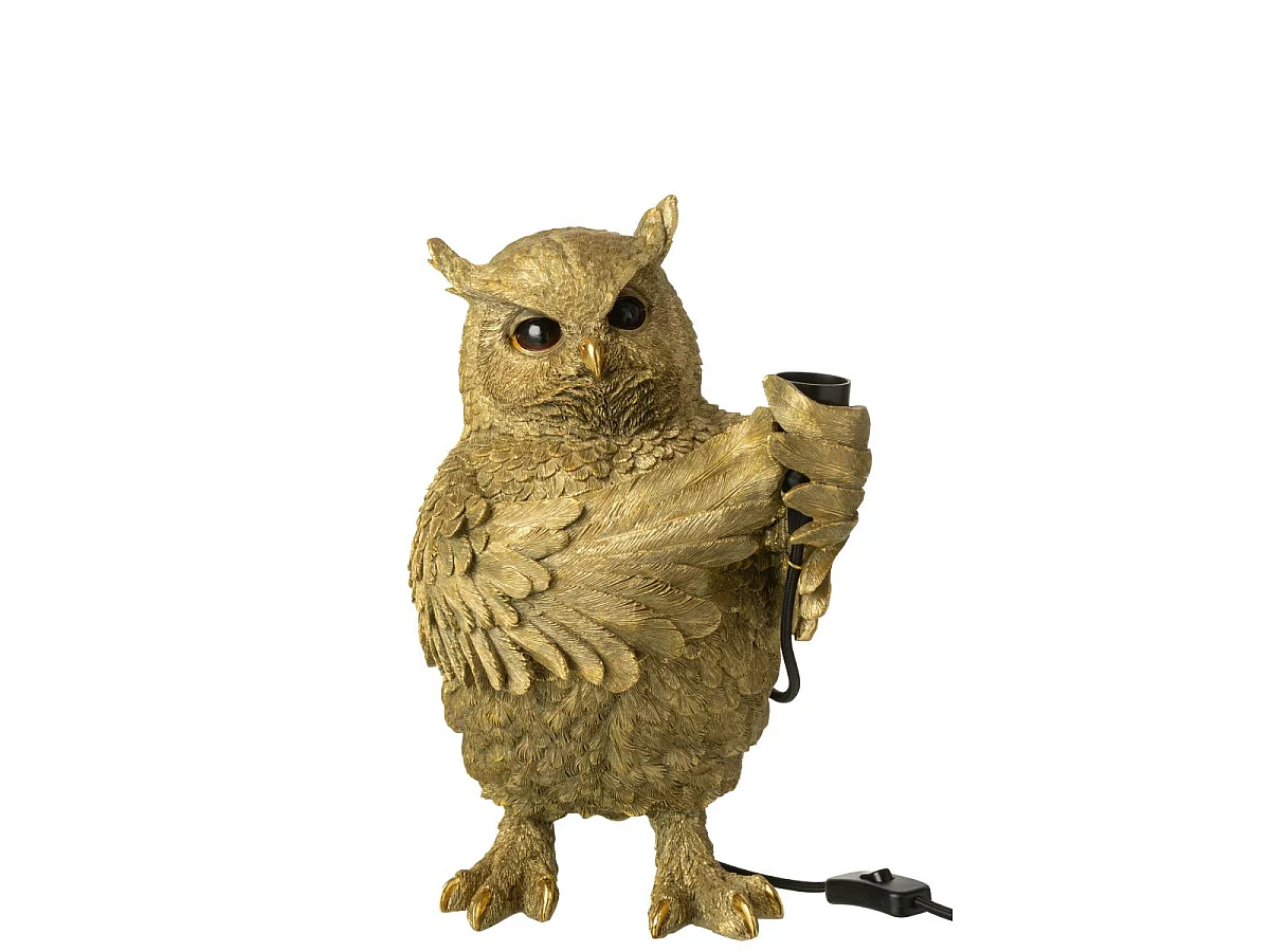 Lampe à Poser en Résine "Hibou" 37cm Doré