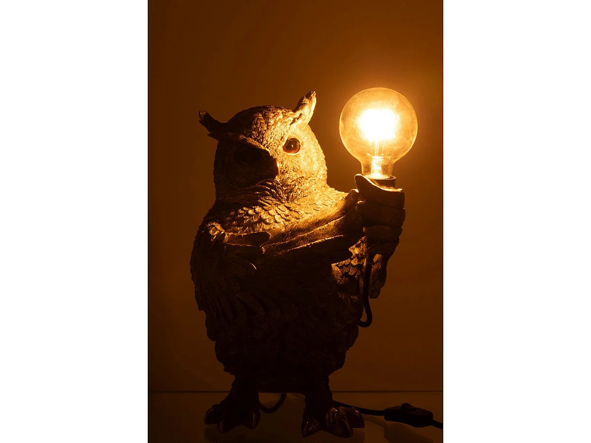 Lampe à Poser en Résine "Hibou" 37cm Doré
