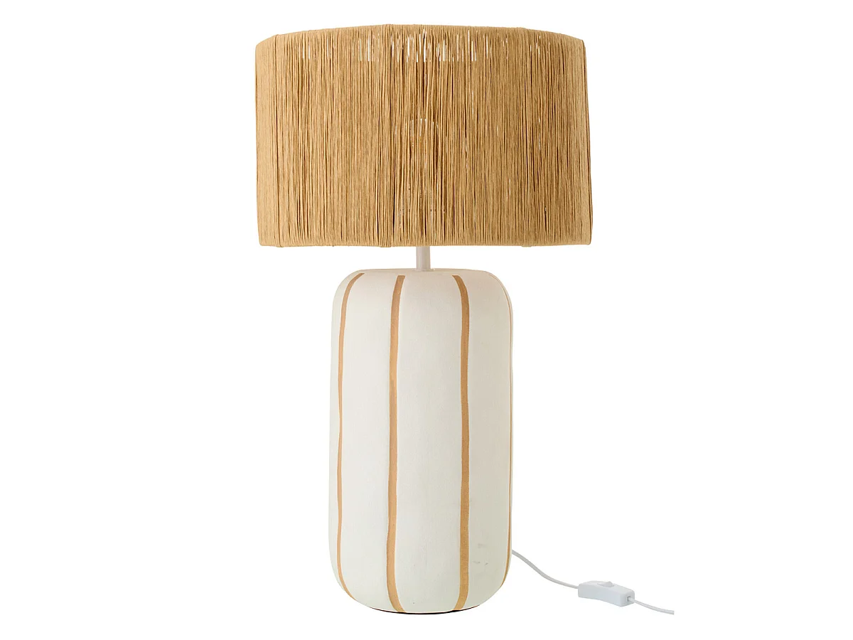 Lampe à Poser à Rayures "Irvin" 60cm Naturel & Blanc