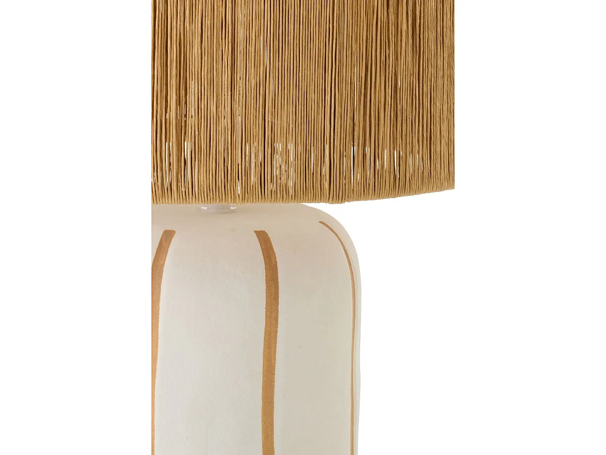Lampe à Poser à Rayures "Irvin" 60cm Naturel & Blanc