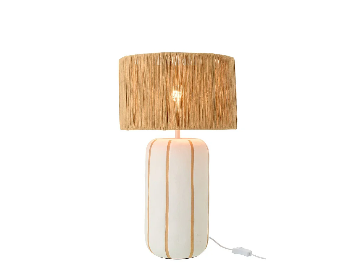 Lampe à Poser à Rayures "Irvin" 60cm Naturel & Blanc