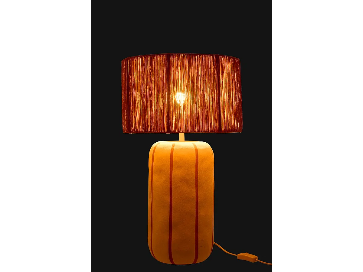 Lampe à Poser à Rayures "Irvin" 60cm Naturel & Blanc