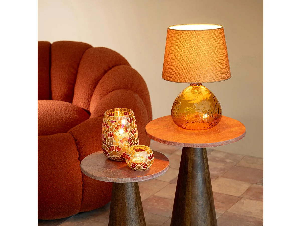 Lampe à Poser en Verre "Tierra" 32cm Ocre
