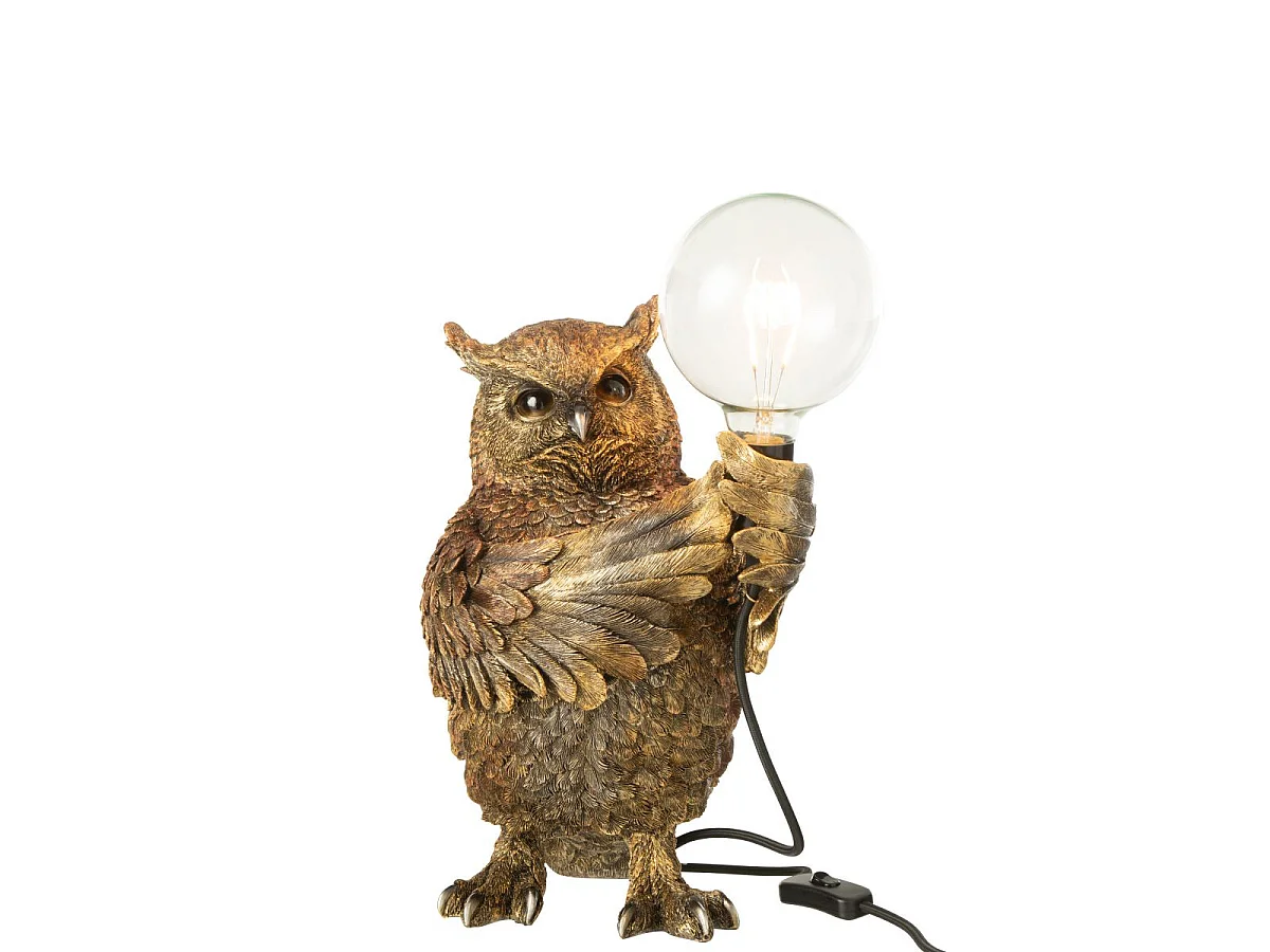 Lampe à Poser en Résine "Hibou" 37cm Marron