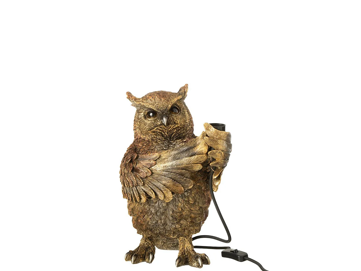 Lampe à Poser en Résine "Hibou" 37cm Marron