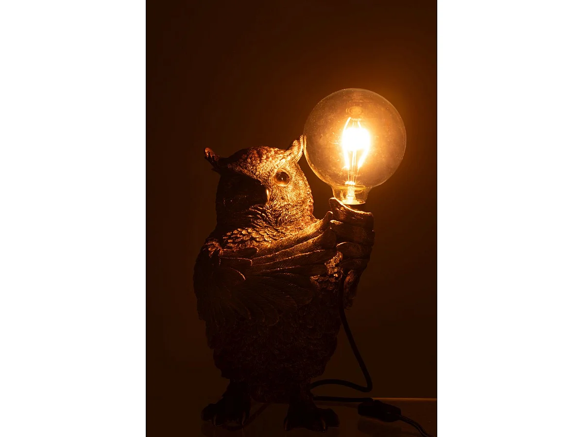 Lampe à Poser en Résine "Hibou" 37cm Marron
