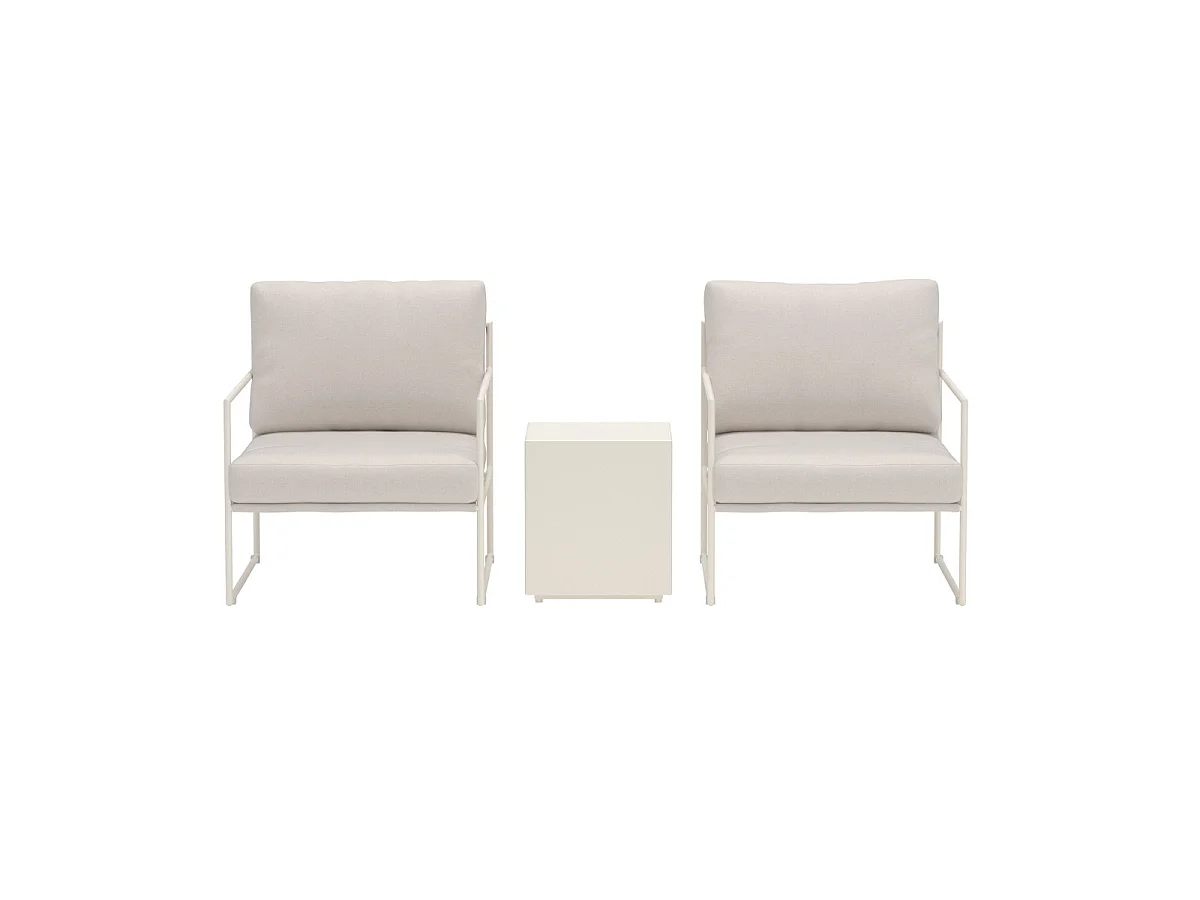 Salon de Jardin 2 Places "Lissabon" 74cm Beige