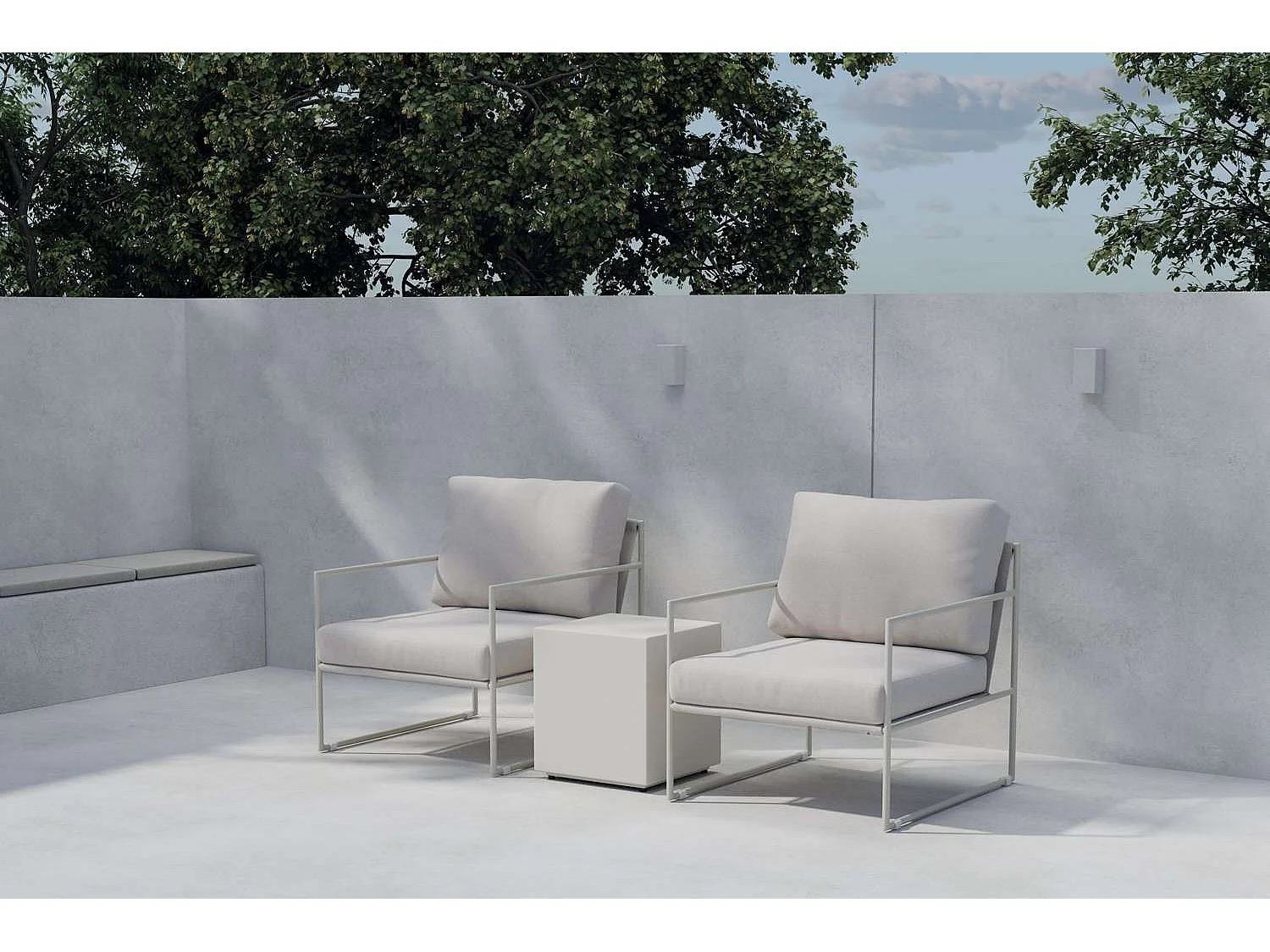 Salon de Jardin 2 Places "Lissabon" 74cm Beige